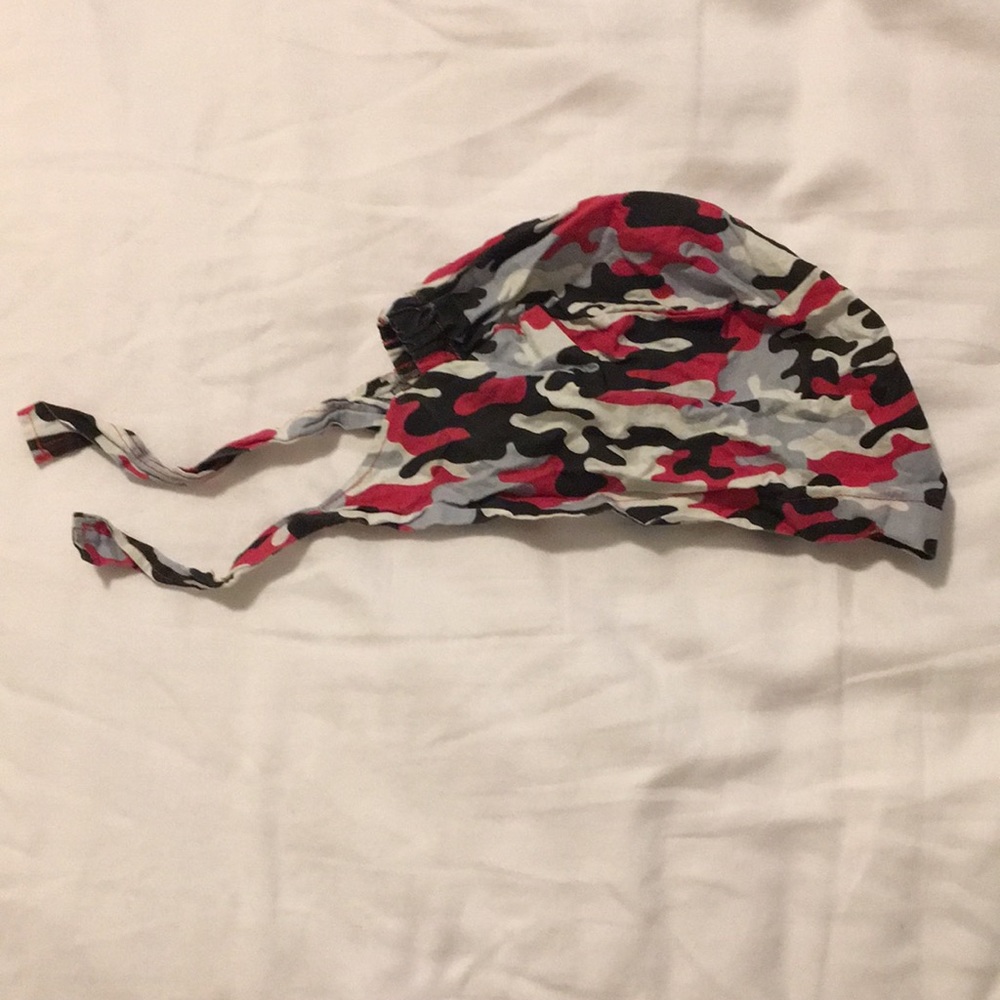 Black and red camo scrub cap